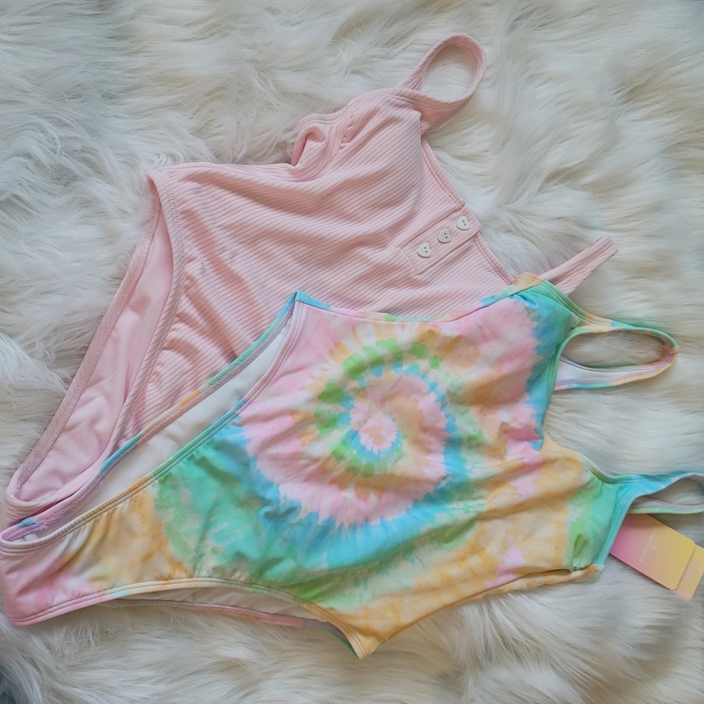 2 Stoney clover Target tie dye and pink  swimsuits xs